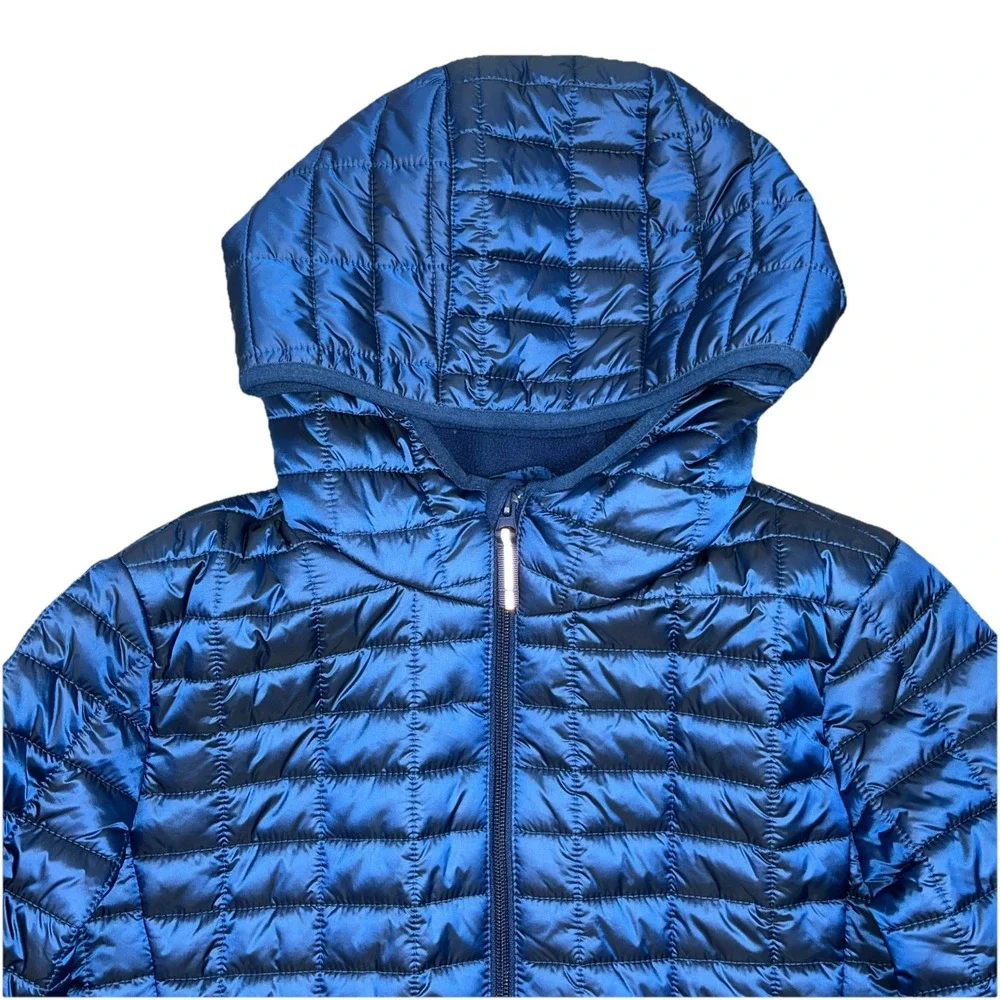 Cat &‎ Jack Youth Full Zip Hooded Fleece Quilted Puffer Jacket Glossy Blue Large